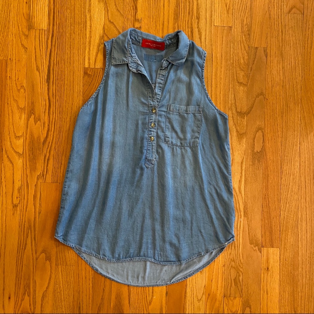Akira Chicago Red Label Sleeveless Chambray Top